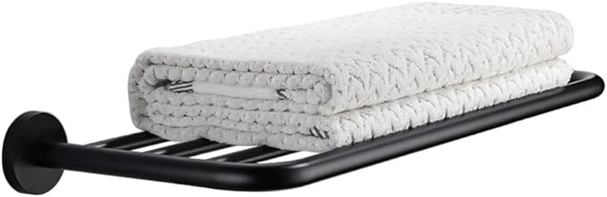 Hotel Towel Racks for Bathroom Wall Mounted, 24 Inch Towel Shelf for Bathroom, 2-Tier Bathroom Towel Rack, Black