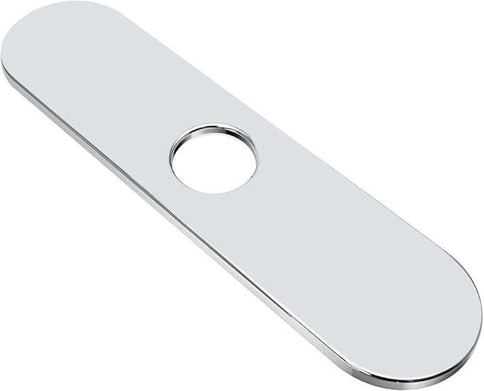 BokWin 10-Inch Faucet Deck Plate, Stainless Steel Sink Hole Cover in Chrome, Quick Installation for Single Hole Faucet to Cover Unused Holes on Kitchen or Bathroom Sink