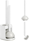 Toilet Plunger and Bowl Brush Combo for Bathroom Cleaning, White, 1 Set