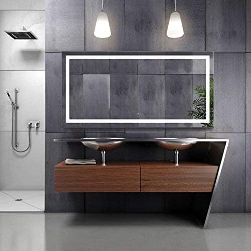 Krugg | Large 60 Inch X 30 Inch LED Bathroom Mirror | Lighted Vanity Mirror Includes Dimmer & Defogger | Wall Mount Vertical or Horizontal Installation