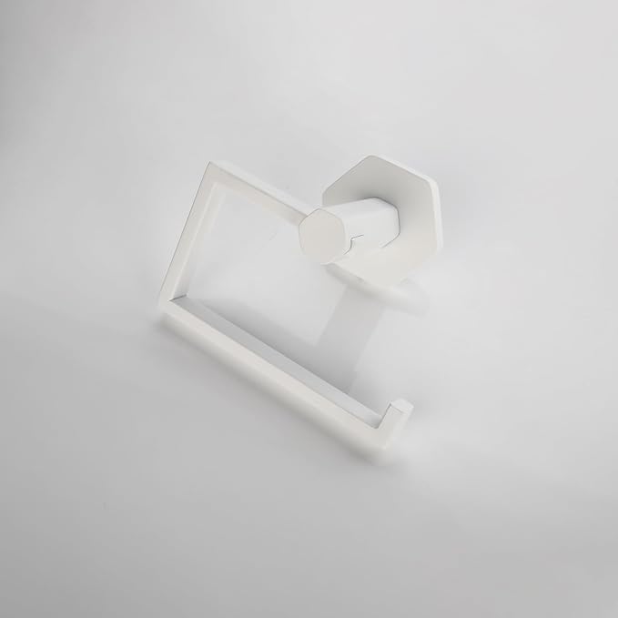 GERZWY Bath Toilet Paper Holder SUS 304 Stainless Steel Hotel Square Tissue Roll Holder Wall Mount, White Finish