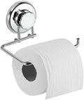 Powerful Vacuum Suction Cup Toilet Paper Holder – Wall Mount Stainless Steel Tissue Roll Dispenser for Bathroom & Kitchen – Can be Mounted on Clean Flat Smooth Surface (Chrome)