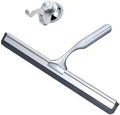 Gold T Design Aluminum Shower Squeegee with Silicone Brush for Bathroom Door Mirror Car Glass with Hook Scraper Cleaner,Silver,25.6 * 16.5cm Suction Cup Type