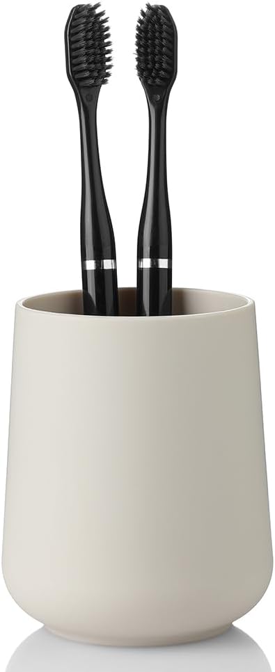 Matte Beige Toothbrush Holder for Electric Toothbrushes Bathroom Organizer for Toothpaste Kids & Adults