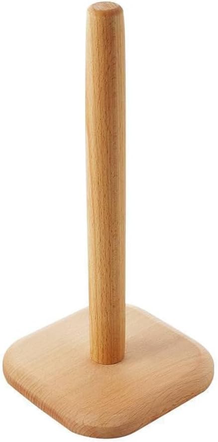 1PC Wooden Roll Paper Holder Stand 12.4inch Toilet Bathroom Tissue Roll Stand Organizer Toilet Paper Holder Free Standing for Home Countertop Kitchen Bathroom Living Room