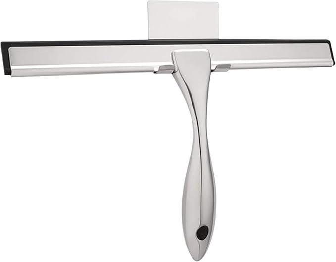 10 Inch All-Purpose Shower Squeegee for Doors,Windows and Car Glass Stainless Steel 304 and Silicone Cleaning(Silver)