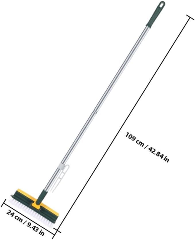Long Handle Floor Brush and Shower Scrubber for Cleaning Bathroom Tiles, Green Multi-Purpose Deck and Carpet Scrub Brush for Home Floor Maintenance