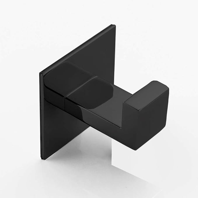 Stainless Steel Bathroom Towel Hook Self Adhesive Robe Coat Hook in Bathroom,No Screw Need and Black Finish …