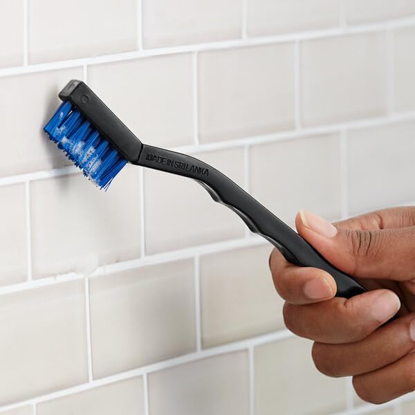 Toothbrush Style Grout Brush, 7.5 Inch, Nylon Bristles, Black Blue