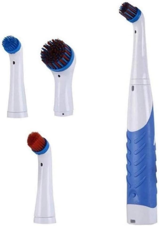 Reveal Power Scrubber Electric Cleaning Brush with 4 Brush Heads for Tub Kitchen Blue