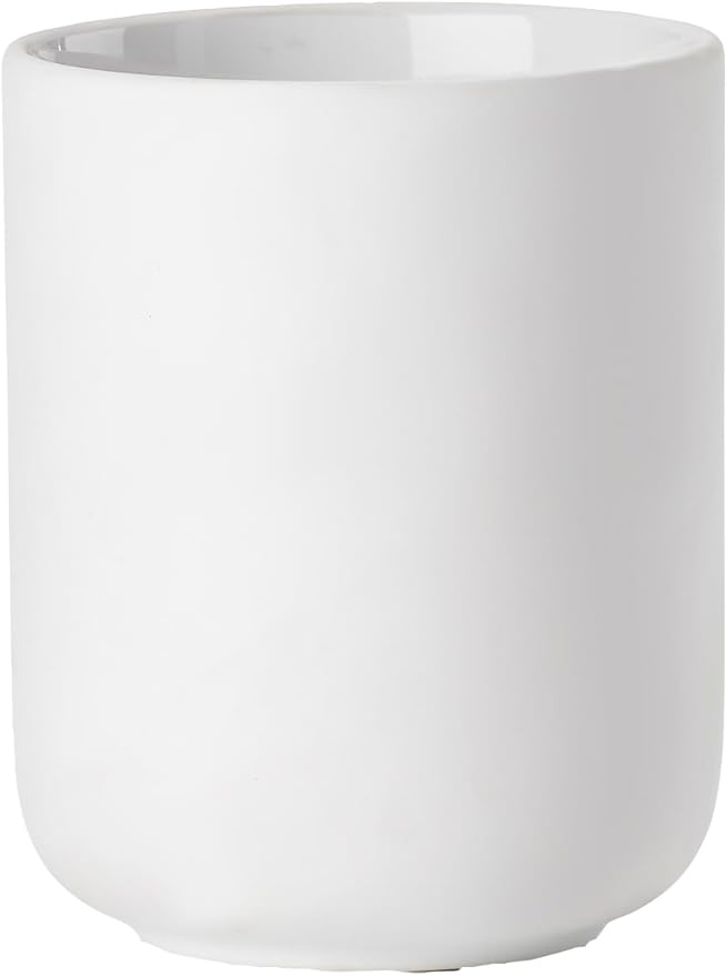 ZONE DENMARK Nova One Toothbrush Mug | Sleek and Modern Bathroom Accessory | Revitalize Your Daily Routine with Scandinavian Elegance and Practicality Unite in This Soft Touch Coating (White)