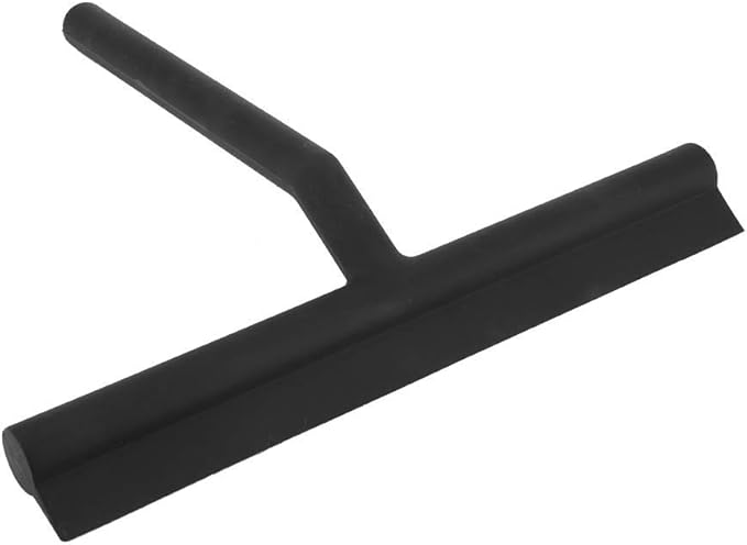 Window Shower Squeegee Scraper Scrubber Rubber Blade with Holder for Mirror Bathroom Kitchen Car Doors Glass Black