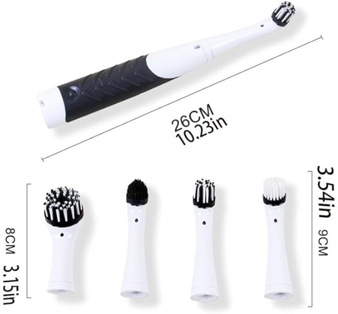 Electric Cleaning Brush Set, 4 Counts/Set Battery Powered Electric Set Including 4 Heads, Multifunctional Cleaning Brush for Kitchen, (Without Battery)
