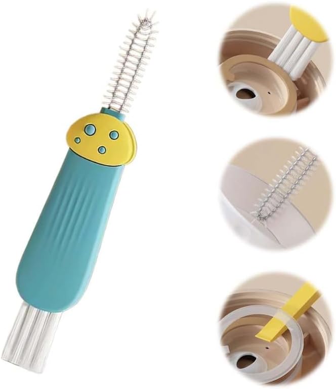 3 in 1 Cup Lid Cleaning Brush, 2024 Multifunctional Crevice Portable Cup Lid Cleaning Brush for Bottle Gap Tight Spaces Cup (C-Blue)