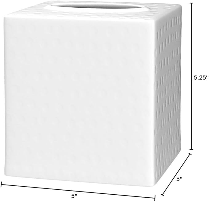 Monarch Abode Tissue Box Cover Square – Hand Hammered White Metal Tissue Holder Box for Bathroom Accessory, Aesthetic Decorative Facial Napkin Cube for Modern Home Decor