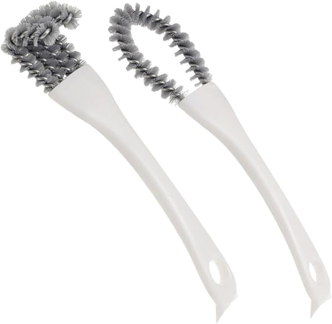GARVALON 2pcs Multifunctional Kitchen Grout Cleaner Tool Grip Brush with U-Shaped and Angled Crevice Brushes for Deep Stain Removal in Stove, BBQ, and Tile Cleaning