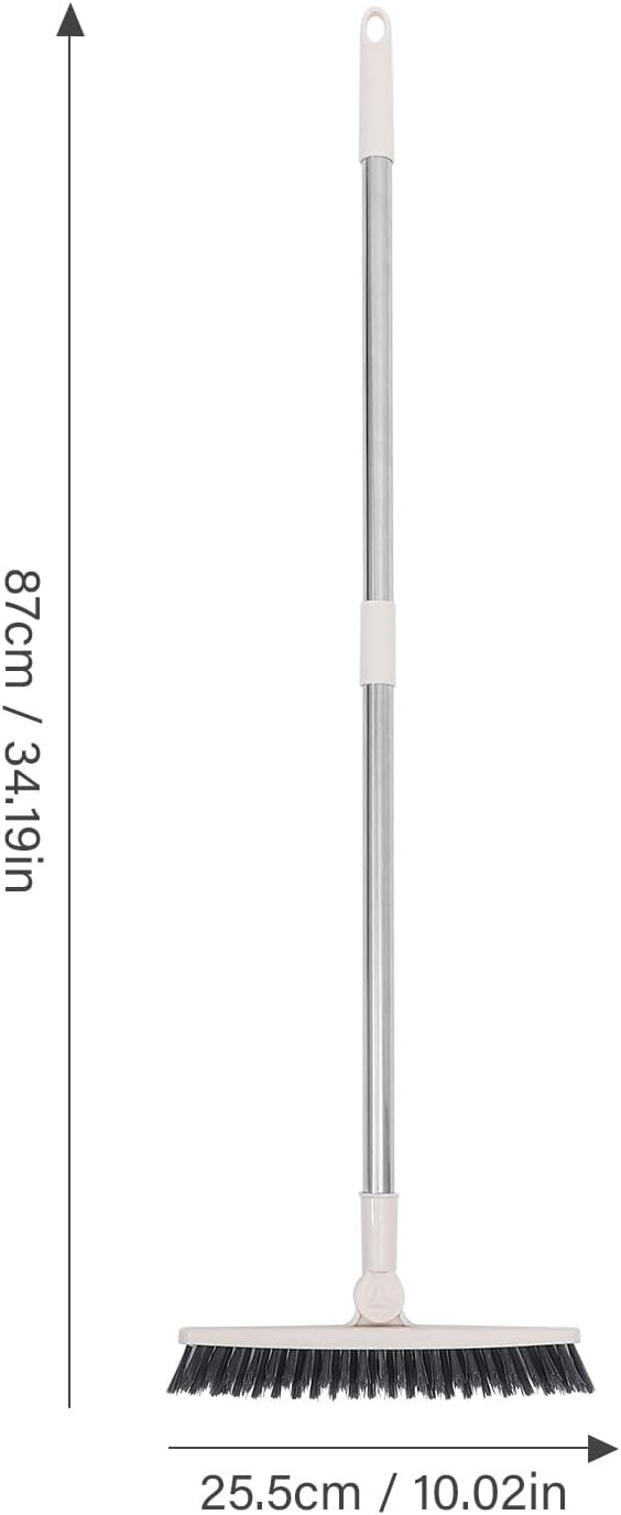 Cabilock Long Handle Scrub Brush for Bathroom Tile and Floor Gaps, Stiff Bristle Crevice Cleaning Tool for Shower and Toilet, Beige Hard Bristle Floor Gap Scrubber for Household Cleaning