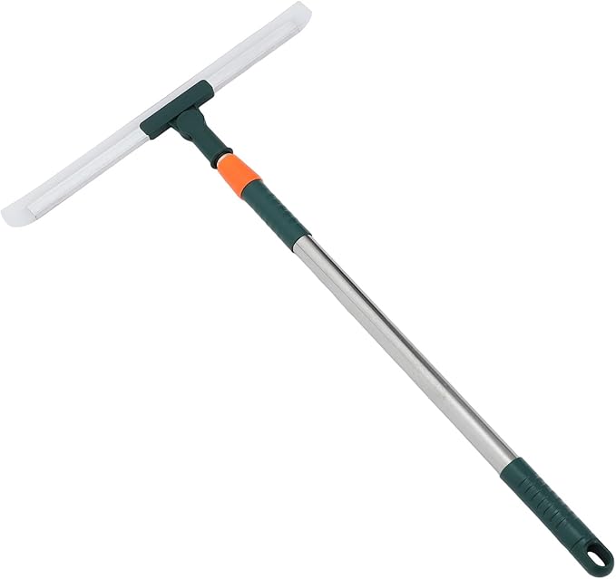 Heavy Duty Silicone Shower Squeegee with 36cm Rotating Blade and Telescopic Long Handle, Floor Scraper for Tile Shower Walls and Bathroom Floor Cleaning, Water-Resistant Bathroom