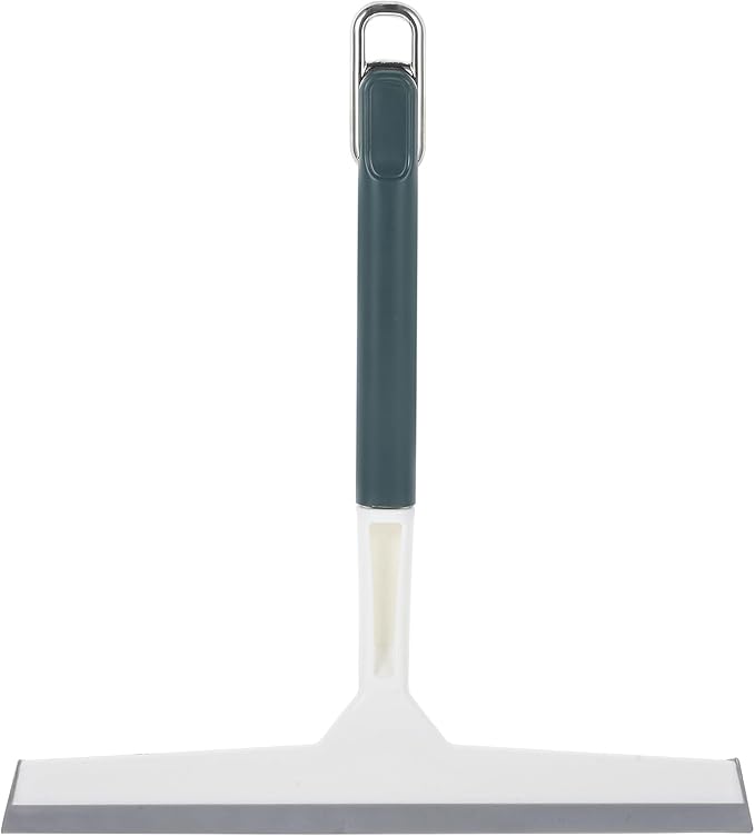 Wide-Edge Glass Squeegee for Home Use, Shower Door and Car Window Wiper, Manual Water Scraper in Dark Green for Bathroom and Vehicle Glass Cleaning