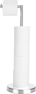 Brushed Nickel Toilet Paper Stand,Free Standing Toilet Paper Holder Stand,4 Pounds Bathroom Toilet Paper Storage with Heavy Base for 4+1 Rolls,Toilet Tissue Holder,Toilet Roll Stand, RGJ-1C