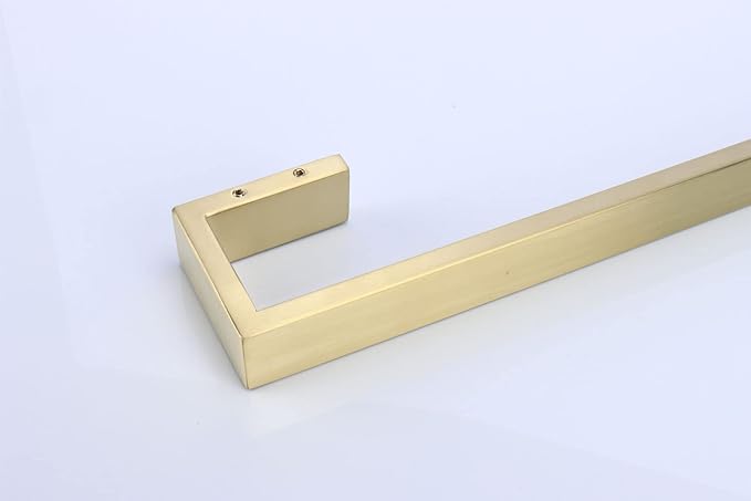TocTen Bath Towel Rack - Square Base Thicken SUS304 Stainless Steel Towel Bar for Bathroom, Bathroom Bar Accessories Towel Rod Heavy Duty Wall Mounted Towel Holder (Brushed Gold, 16 Inch)