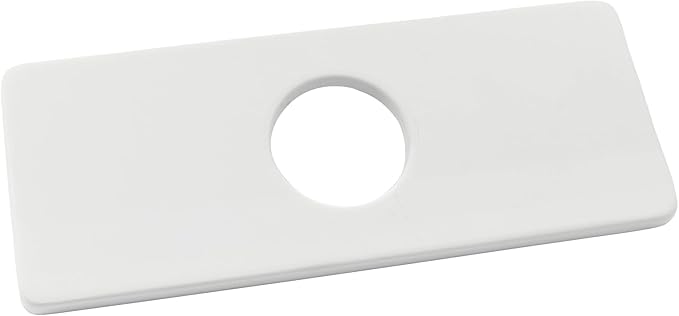 Biaungdo 6" Hole Cover Deck Plate, Porcelain White Escutcheon Plate Stainless Steel Bathroom Faucet Plate Rectangle Faucet Cover Plate for 1 or 3 Hole Bathroom Vanity Sink Faucet
