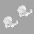 GERZWY White Bathroom Hooks, Double Towel Robe/Coat Clothes Hook Stainless Steel Hanger Wall Hooks Heavy Duty for Bath Wall Mounted 2 Pack