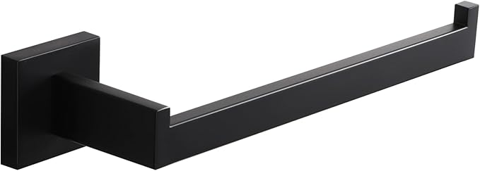 LANC Bathroom Hand Towel Holder Matte Black Hand Towel Bar 10 Inche Right Side Square Towel Ring for Kitchen Cabinet Toilet Door Wall Mount Stainless Steel Modern Towel Racks Hanger, A8806MB