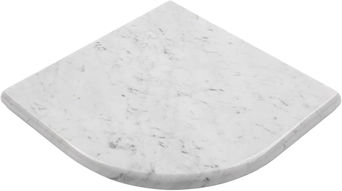Marble Corner Shower Shelf, 9 Inch Big Carrara White Marble Corner Shelf for Bathroom Shower Decor, Wall Mounted, Polished, 1 Pcs