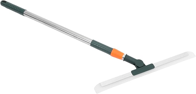 Ciieeo Silicone Shower Squeegee Long Handle 36cm, Bathroom Tile Floor Scraper for Glass and Wall Cleaning, Rotating Head Water Wiper for Kitchen and Bathroom Use