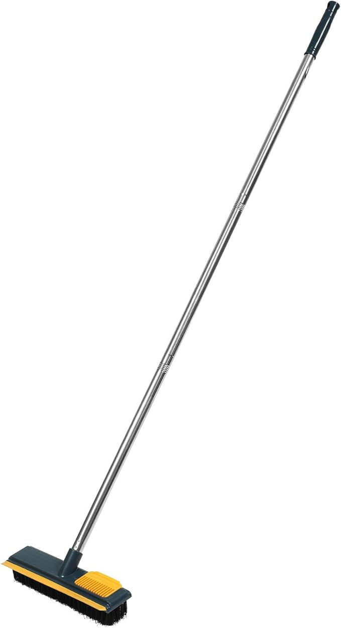 Floor Scrub Brush with Long Handle 108cm Hard Bristle Tile and Bathroom Shower Scrubber for Deep Cleaning Corners and Grout, Single Yellow Cleaning Brush for Home Use