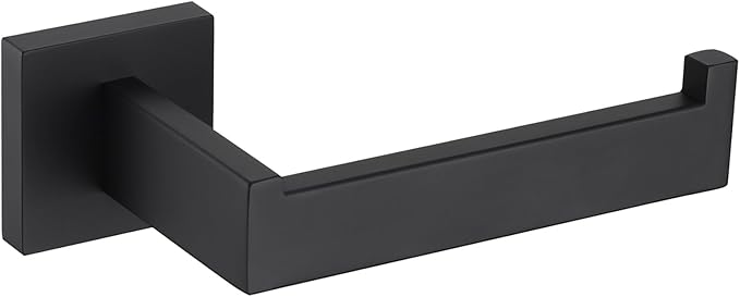 Toilet Paper Holder Matte Black, Angle Simple Stainless Steel Bathroom Tissue Roll Hanger, Open Sided Toilet Tissue Holder Wall Mount