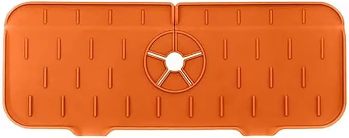 Silicone Sink Splash Guard & Water Catcher Mat, Adjustable Faucet Drip Mat for Kitchen & Bathroom, Gray, 14.56 x 5.51 Inches (2)