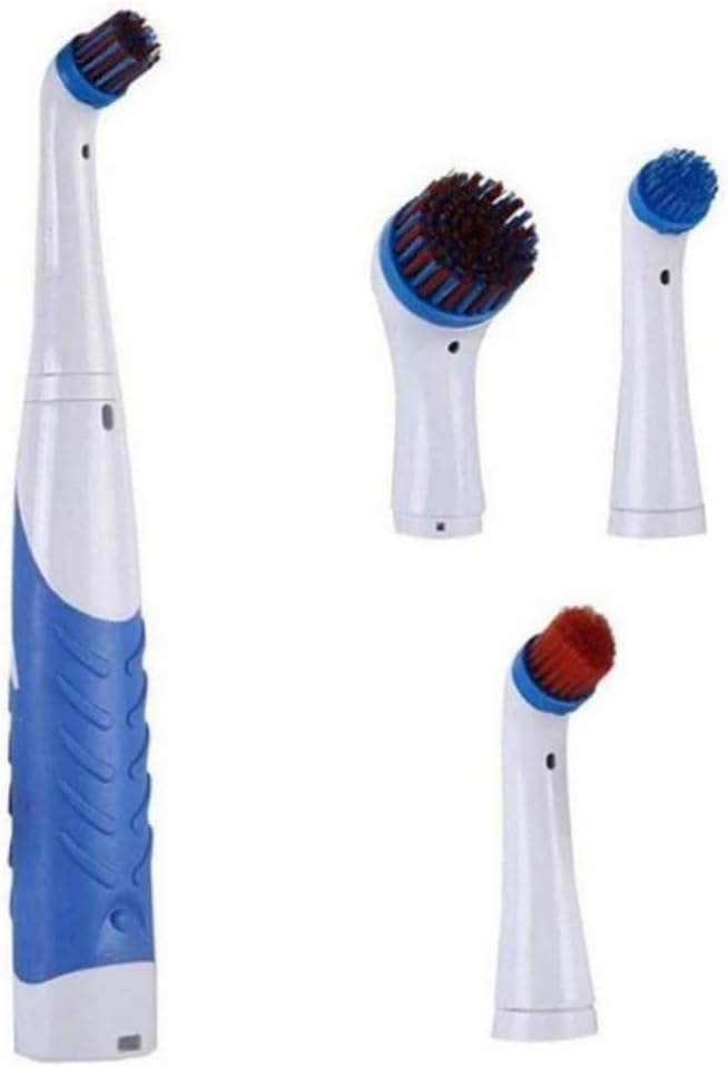 Reveal Power Scrubber Electric Cleaning Brush with 4 Brush Heads for Tub Kitchen Blue