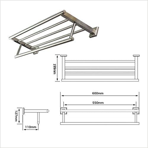 Premium Modern Single Hanging Quadruple Towel Rack Bar w/Square Base (24 Inches), Brushed Finish, Stainless Steel, Water and Rust Proof, Wall Mounted, Easy to Install