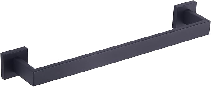 GERZWY 16-Inch Matte Black Bathroom Towel Bar SUS 304 Stainless Steel Bath Towel Bar Modern Style Wall Mount FG160140-BK