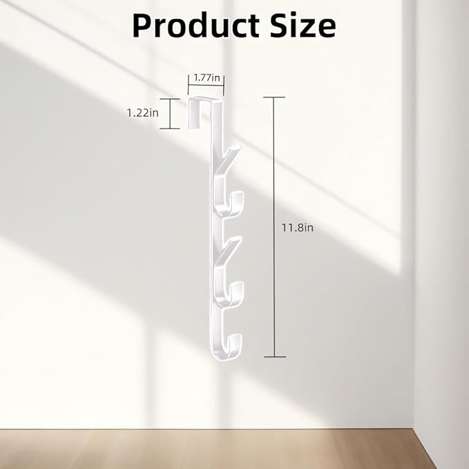 Over The Door Hooks, Door Hanger Hooks for Hanging Space Saving 5-Hook Organizer for Bathroom Apartment, Carbon Steel No Drill Hanger, Back of Door for Hanging Towel Rack, Clothes, Hat (3, White)