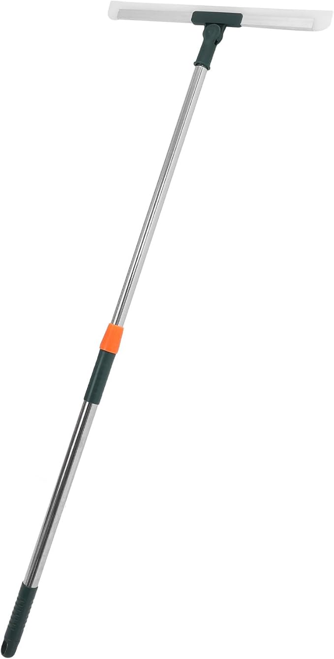 Silicone Floor Squeegee with 36cm Flexible Blade Long Handle, Heavy Duty Bathroom Shower Wiper for Tile Floor and Glass, Multipurpose Water Remover for Kitchen and Bathroom