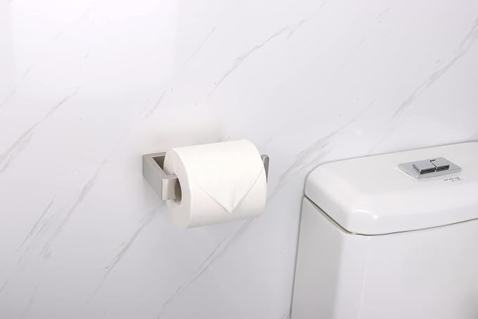 TocTen Toilet Paper Holder-Bathroom Tissue Holder Fit Big Roll Paper, Toilet Paper Roll Holder Wall Mounted Made of Thicken 304 Stainless Steel, Suitable for Bathroom, Kitchen, Office (5.9In, Brushed)