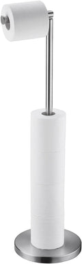 BAGNOLUX Bathroom Toilet Paper Holder Stand with Reserve, SUS304 Stainless Steel Rustproof Pedestal Tissue Roll Holder Heavy Duty, Brushed Nickel