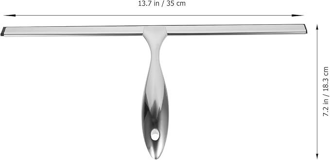 Stainless Steel Glass Squeegee with Adhesive Hook 14-inch Shower and Window Cleaning Tool for Bathroom, Car, Tile, and Glass Door Maintenance