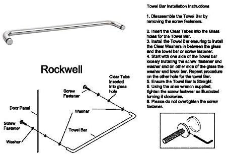 Rockwell Security Mont Hard Single Sided Towel Bar 18 Inch Glass Brushed Nickel Finish for Commercial and Residential Frameless Heavy Glass Shower Doors