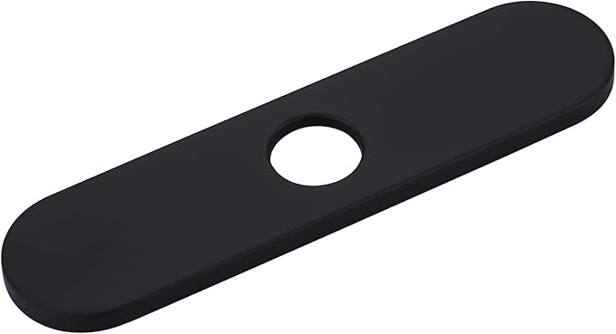 10" Sink Faucet Hole Cover Deck Plate (Arc Edge) for Kitchen & Bathroom Vanity Sink, Faucet Black Escutcheon Plate Stainless Steel Outside Faucet Cover Cap for 1 or 3 Hole Mixer Tap