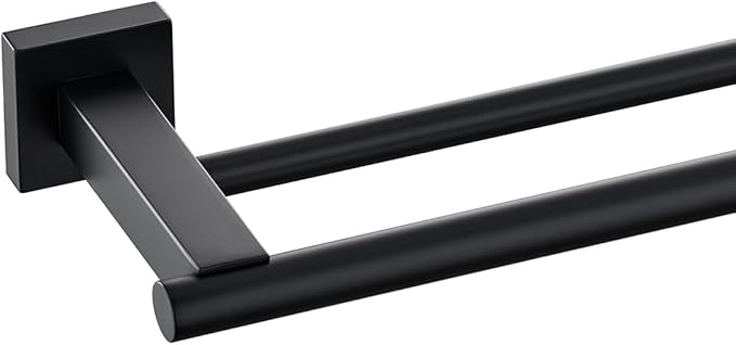 Miyili Matte Black Double Bath Towel Bar 36-Inch Stainless Steel Hand Towel Rack for Bathroom Wall Mount, A02B90B