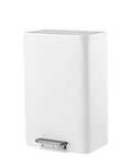 Garvee Space-Saving Bedroom Trash Can, 4 Gallon Small Trash Can with Soft-Close Lid, Foot Pedal & Removable Inner Bucket, Rectangular Stainless Steel Garbage Can for Living Room, Home, Office, White