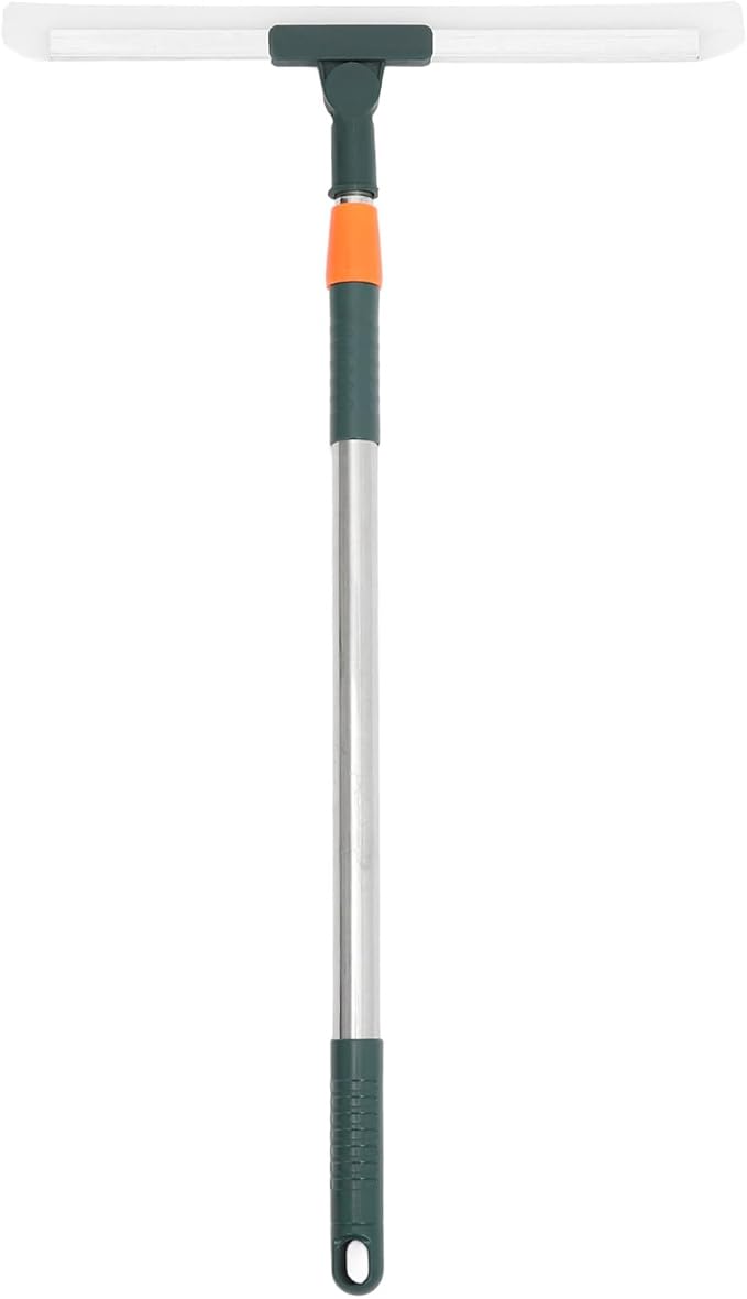 Silicone Shower Squeegee for Tile Walls and Floors with 36cm Silicone Blade and Telescopic Handle, Rotating Floor Wiper for Bathroom, Kitchen, and Window Cleaning