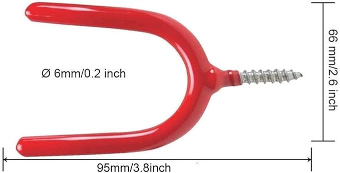 10 Pack Screw-in U Utility Hooks,Red Vinyl Coated Steel Wall Mount Garage Storage Hanger for Shed Yard,Heavy Duty Tool Hangers for Broom,Rake,Mop,Shovel,Garden Tools,Workshop Organizer System Hooks