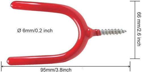 10 Pack Screw-in U Utility Hooks,Red Vinyl Coated Steel Wall Mount Garage Storage Hanger for Shed Yard,Heavy Duty Tool Hangers for Broom,Rake,Mop,Shovel,Garden Tools,Workshop Organizer System Hooks