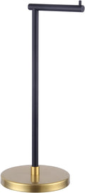 GERZWY Bathroom Toilet Paper Holder SUS 304 Stainless Steel Stand Modern Paper Towel Holder Free Standing for Countertop (Black & Gold) DZY002-BD