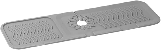 Kitchen Sink Splash Guard - Foldable Silicone Faucet Cover & Drip Tray, Water Diverter Mat for Kitchen & Bathroom Sink, Keep Countertop Dry, 14.5"x5.31"x0.2" (Gray,S)